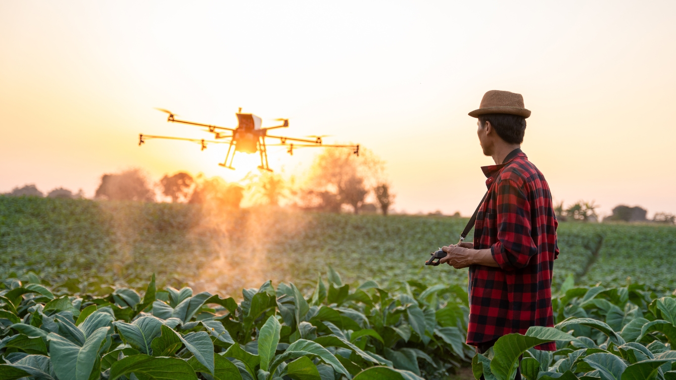 Happy Farmer with Solar Panels